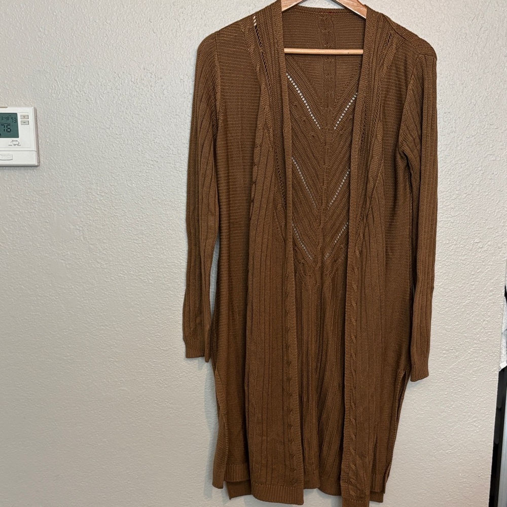 Brown Long Knit Cardigan